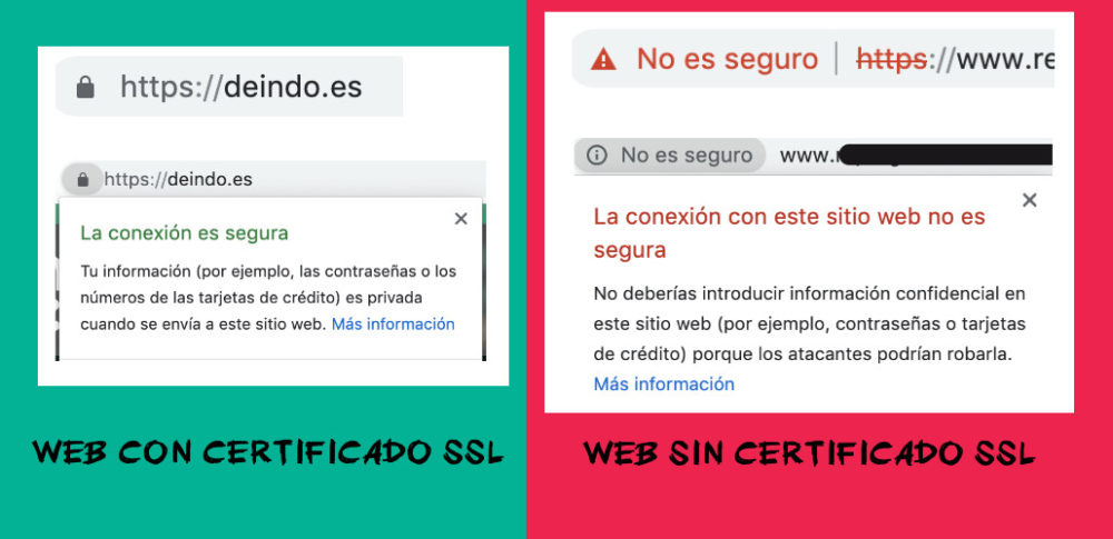 comparativa web con certificado y sin certificado ssl