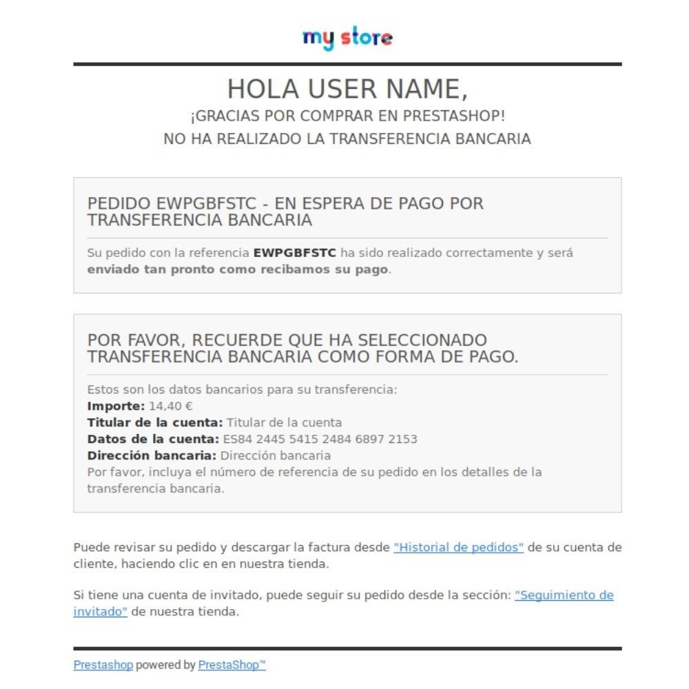 Recordatorio De Pago Por Transferencia